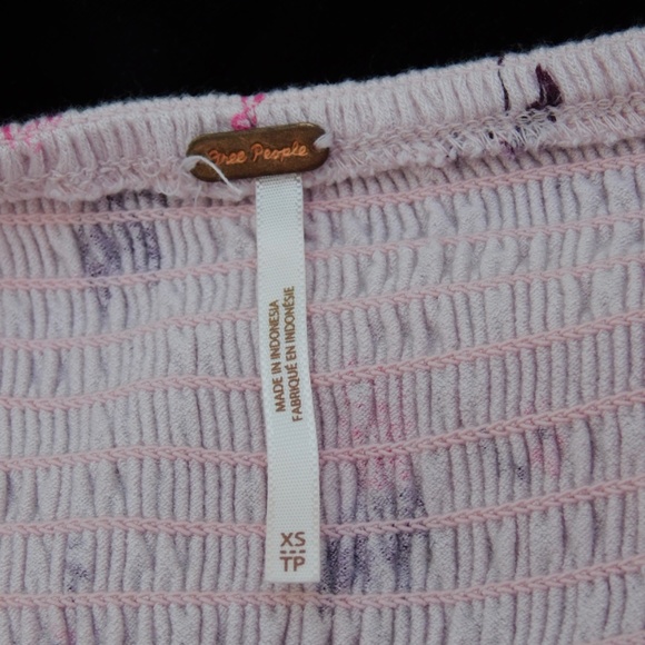 Free People Cloud Berry Lilac Combo Off Shoulder Printed Top XS - Picture 7 of 15